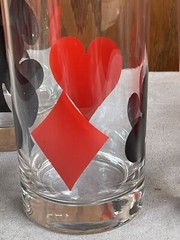Libbey Playing Cards Poker Bridge Glasses Heart Spade Club Diamond Set of 4 Vtg