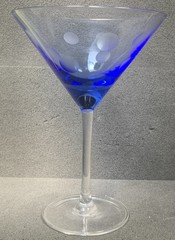 Marquis by Waterford Martini Glass Polka Dot, Sapphire, 7 1/2”, Beautiful! Used!