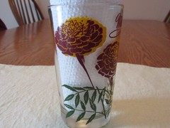 Vintage Boscul Marigold Peanut Butter Glass – 5 inches – name at top