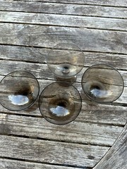 Set of 4 Vintage MCM Brodegaard Madison Swedish Smoke Gray Wine Glasses MINT