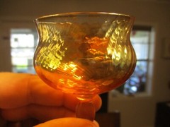 6 stemware amber iridescent MCM 4.5» crystal twist stunning cordial glasses