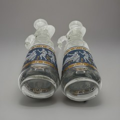 Cera Glass Cruet Set Etruscan Frieze Roman Greek Key MCM Vintage HTF