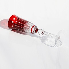 Champagne Flute Glass Hand Cut To Vintage Clear Crystal Goblet Glass 5oz Red