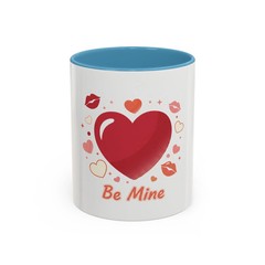 Valentine «Be Mine» Accent Coffee Mug — Heart & Kisses (11/15 oz)