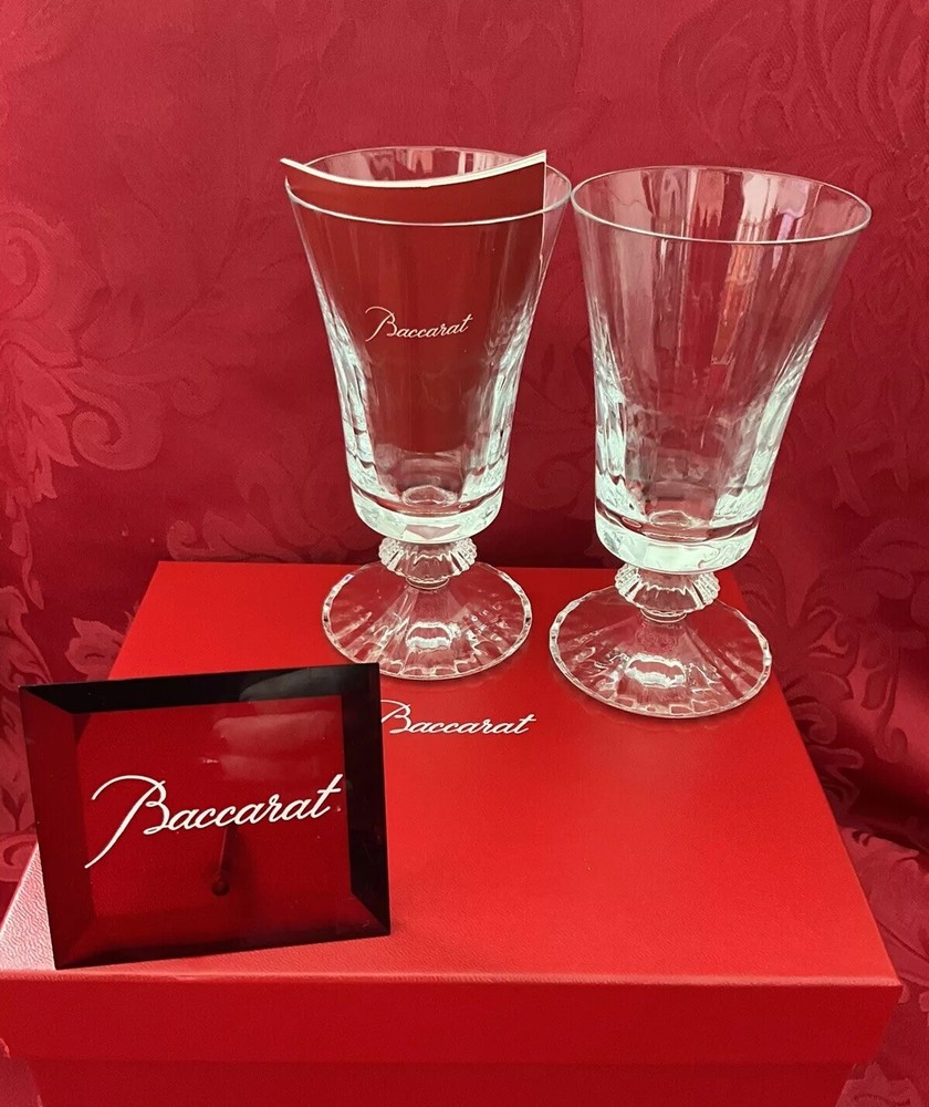 NIB FLAWLESS Glass BACCARAT France Two MILLE NUITS Crystal WINE COCKTAIL GOBLETS