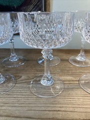 6 Cristal D’Arques Longchamp Champagne Coupe Glass Stemware Lead Crystal France