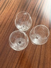 (3) Vintage Saski Crystal Wheat-Etched Brandy Snifters/Cognac Glasses Japan
