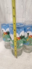 Vintage Sheep Farm Glassware ~ 1982 Nina Anchor Hocking Farm Scene Glasses set/4