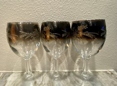 Vintage 1960s Barware Set – Platinum Rim Ombre Queens Lusterware Cordial Glasses