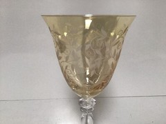 Vintage Rogaska Venetian Amber Hand Blown Water Goblet For Adult Set of Only One