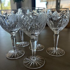 Set of 5 VEGA Fine Crystal Water Goblets / Wine Glasses by American Cut