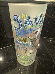 Catstudio SAVANNAH GA Frosted 16 oz Glass Tumbler Highball Barware Landmarks 6”