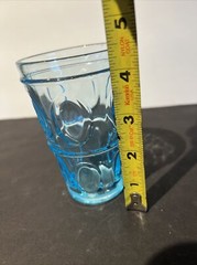 Teal/Turquoise Juice Glass Thumbprint 8 Oz Unbranded MCM Replacement Single