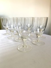 Stuart Ariel Wine Goblet Glasses Vintage Controlled Bubble Twist Stem 5 1/4” 8x
