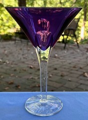 Set of TWO Waterford Crystal Amethyst Purple Oversized Martini Goblets Glasses
