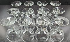 (12) Sasaki Wheat Champagne Sherbet Set Vintage Floral Clear Stemware Retro Lot