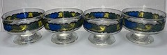 Vintage Libbey Dessert/ Sherbert Footed Stained-Glass Set of 4 Dessert Cups