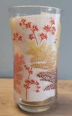 Vintage Libbey Glass Leaves Ferns Tumbler Orange Brown Yellow Autumn Fall Juice