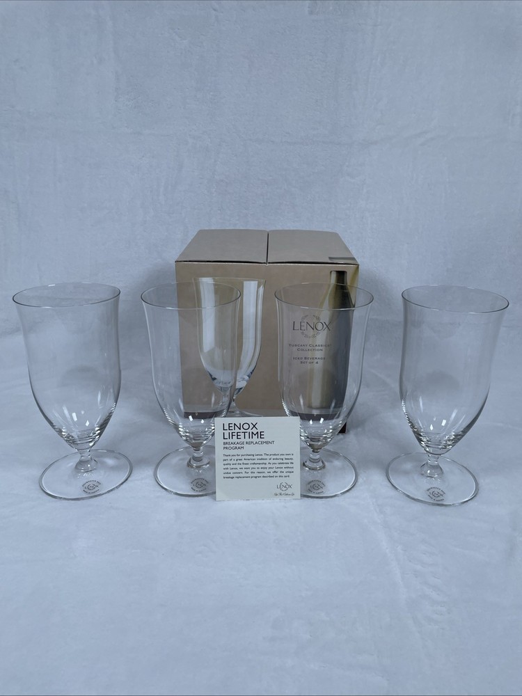 Lenox Tuscany Classics Iced Beverage SET OF 4 Break-Resistant Crystal Glasses