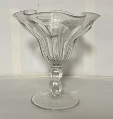 Vintage Heisey Glass Ruffled Edge Pedestal Sundae Dish R.N. 350676 Excellent