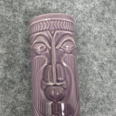 Vintage 2001 Accoutrements Tiki Mug Purple Ceramic 6.5in Barware Polynesian