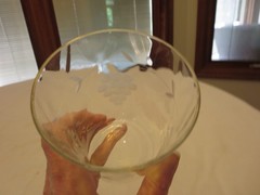 Set of 6 Vintage Etched Grape Optic Clear Glass 4” Tumblers