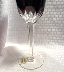 AJKA/DESIGN GUILD WINE GLASS CASED PURPLE CUT TO CLEAR CRYSTAL HUNGARY BOHEMIAN