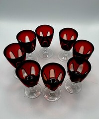 Cristal D’Arques Durand Red Gothic Cordial Glasses 3.25″ France Set of 8