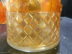 Vintage (9) Piece Dugan Carnival Glass Daisy Lattice Water Set Excellent Cond
