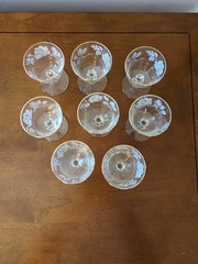 Libbey Vintage Cocktail Glasses Set of 8 Gold Rim White Rose MCM Banquet 4″