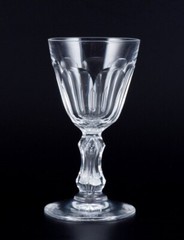 Holmegaard, Denmark. set of six faceted cut «Paul» schnapps glasses. 1930s/1940s