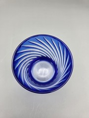 Cristal d’Arques Cobalt Blue Swirl Cut Glass Lowball Glass
