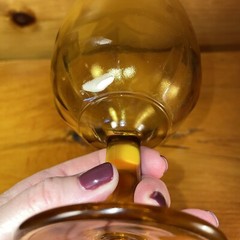 Vintage Amber Glass Footed Water Goblet Beer Beer Glass 6 Inch
