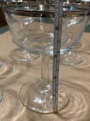 Vintage Silver/Platinum Rimmed Dessert / Champagne Goblet Stemware France, Set 7