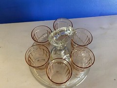 Vintage Glass Holder With Glasses Pink Depression Anchor Hocking