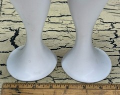 2 VTG Peter Saenger White Porcelain Art Pottery Goblets Vase Signed Set MCM Rare