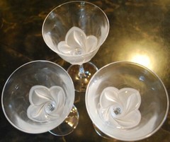 Vtg Set 3 FLORENCE Cristal d’Arques-Durand WATER GOBLETS GLASSES Frosted Petals