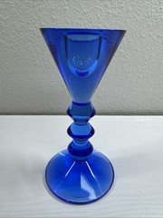 Baccarat Vega Cobalt Blue Crystal Candle Holder – See Photos! Free Shipping!