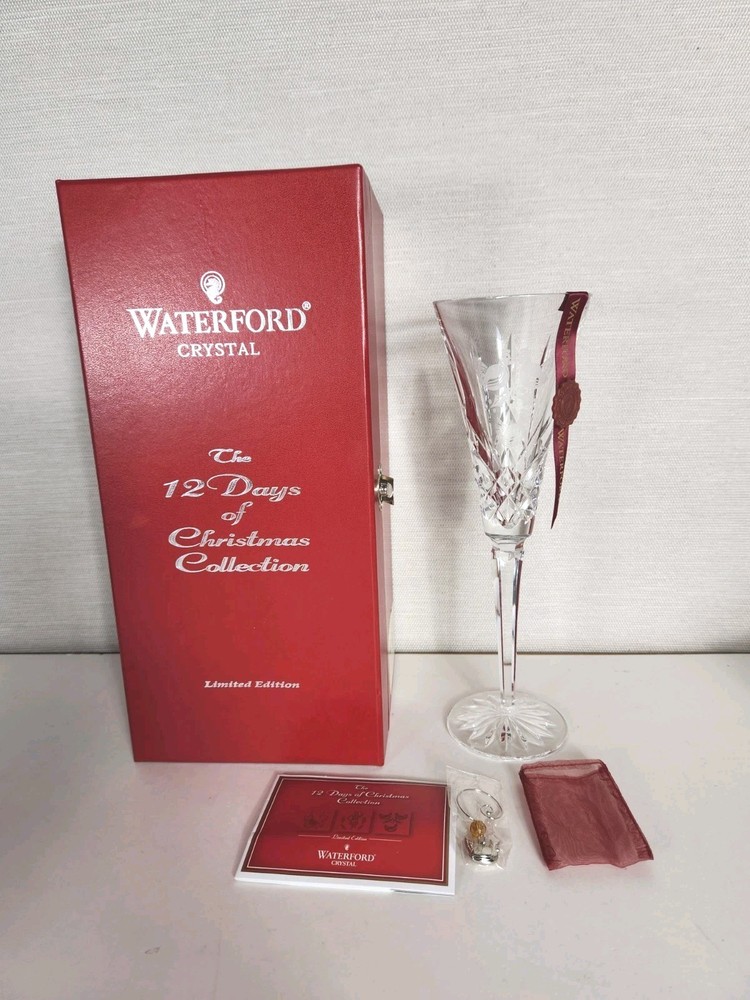 Waterford 12 Days of Christmas 3 Three French Hens Crystal Champagne Flute New