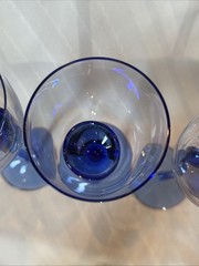 Translucent Cobalt, Blue Stemmed Wine glasses 9 In H. Elegant! Set Of 3