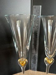 Abbott Collection~ Gold Heart Stem Toasting Champagne Flutes Set 11.5″