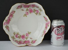 Limoges Large Groups of Roses Gold Serving Bowl