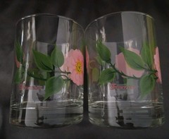 2 Franciscan Desert Rose Double Old Fashioned 12oz Tumblers 4 1/8″ Green Stem
