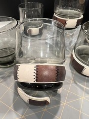 6 Rare VTG POP Banded MCM 70’s 80’s Rocks Whiskey Glasses 10oz Mint