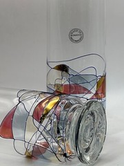 Milano Set of 8 Glasses Vintage Barware Kitchen Stained Glass Pilsner Romania