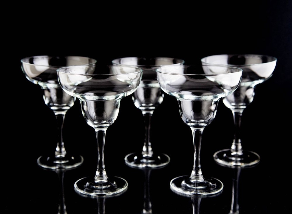 Vintage Margarita Cocktail Glasses Set of 5 Clear Plain Glass Barware