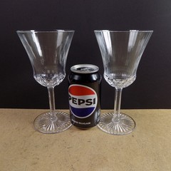 2 St. Louis Crystal Apollo Clear Water Goblets Glasses 7.5″ Tall VGC France