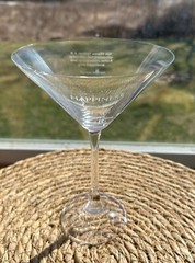 Mikasa Crystal Sentiments Happiness Martini Glass 7” Thomas Jefferson Quote