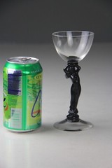 2 CAMBRIDGE Glass Company Ebony Black Statuesque Nude Stem Cocktail Wine Glasses