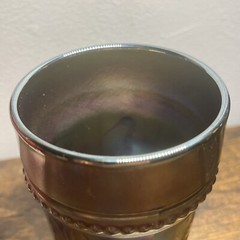 Vintage Dugan Iridescent Cobalt Blue Carnival Glass Tumbler Stork Rushes Beaded